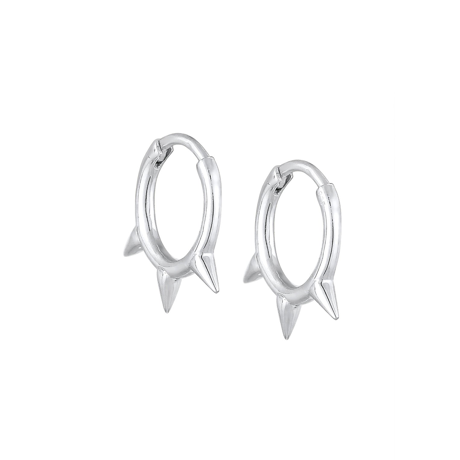 Silver Perhiasan Wanita Perak Asli - Silver Anting Creoles Spikes