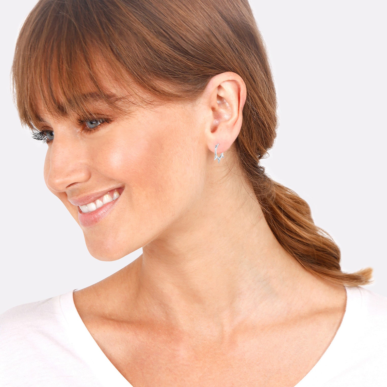 Silver Perhiasan Wanita Perak Asli - Silver Anting Creoles Spikes