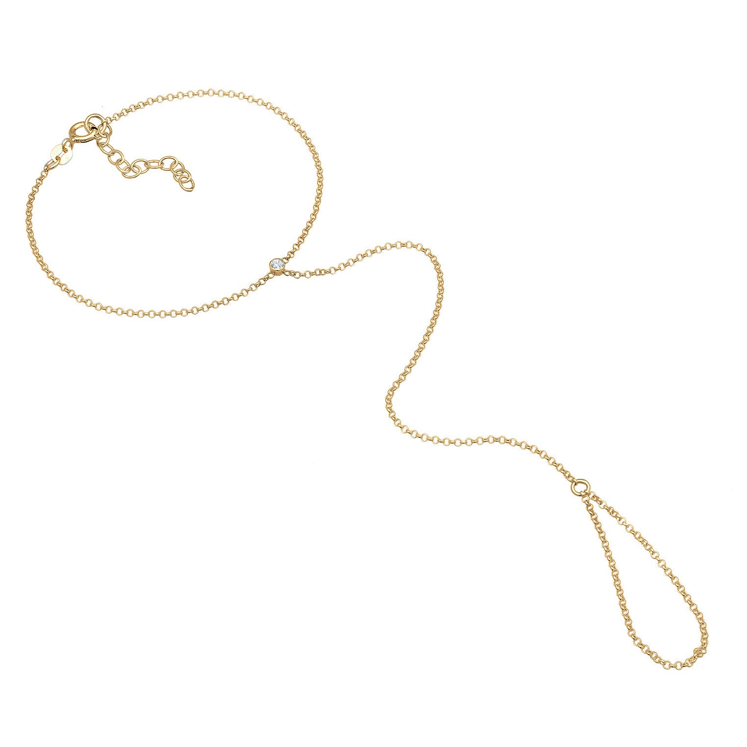 Gold Perhiasan Wanita Perak Asli - Silver Gelang Handchain Basic Crystals Gold Plated