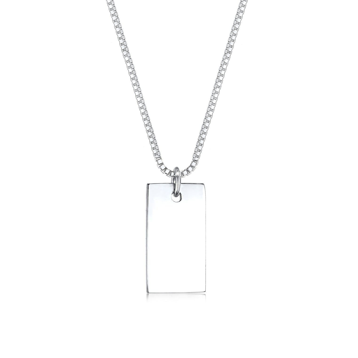 Silver Perhiasan Wanita Perak Asli - Silver Kalung  Rectangle Pedant Geo Look Basic Minimal