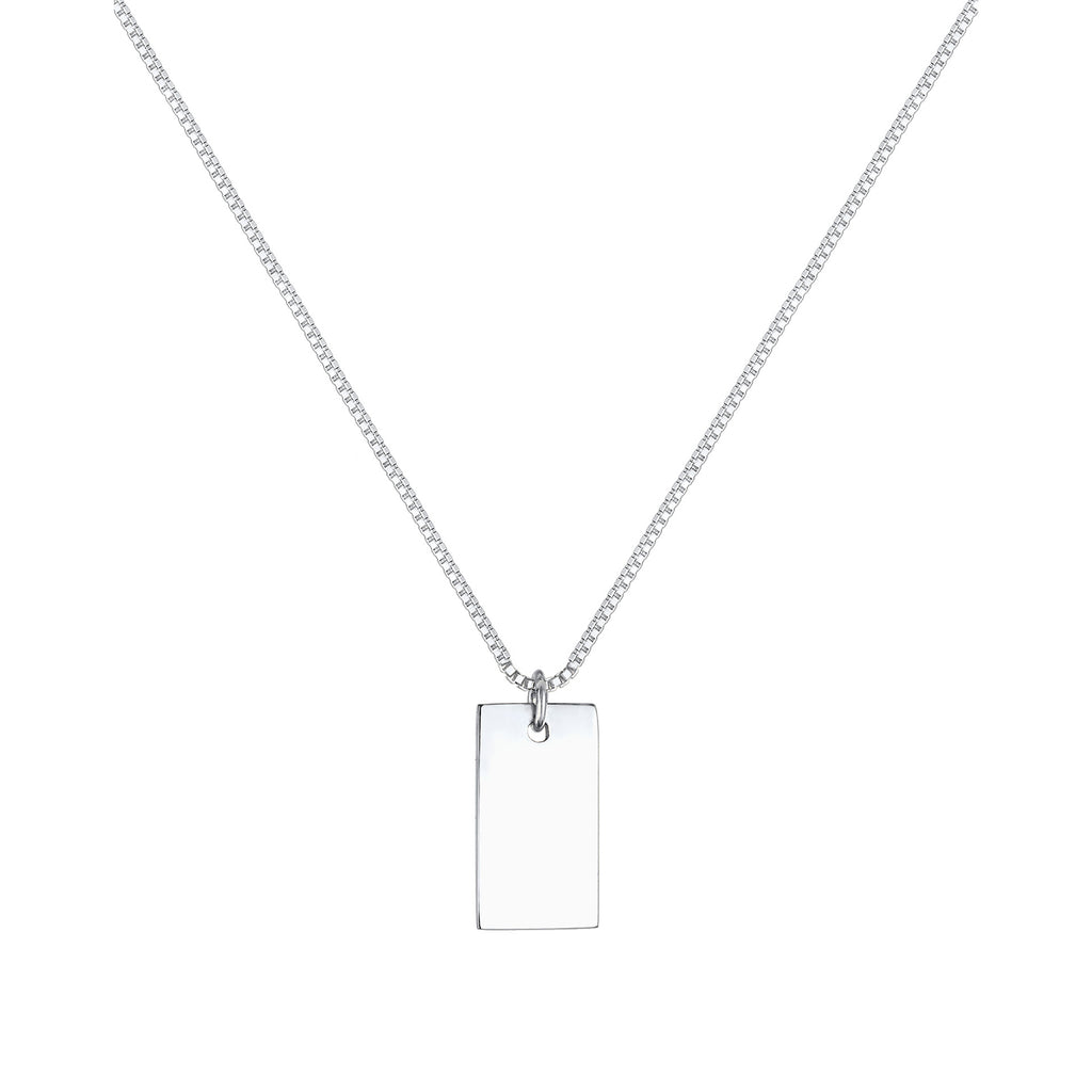 Silver Perhiasan Wanita Perak Asli - Silver Kalung  Rectangle Pedant Geo Look Basic Minimal