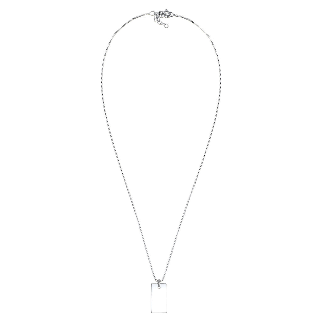 Silver Perhiasan Wanita Perak Asli - Silver Kalung  Rectangle Pedant Geo Look Basic Minimal