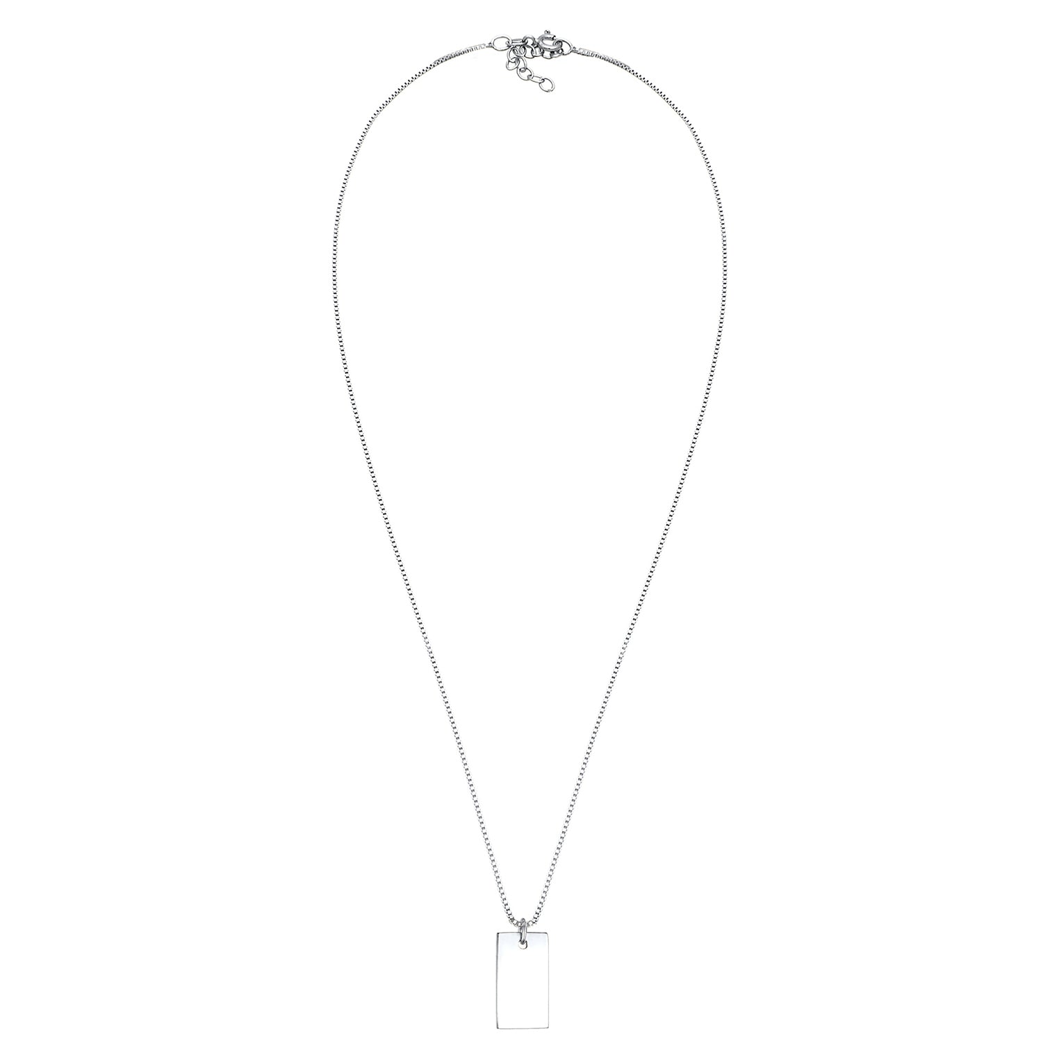 Silver Perhiasan Wanita Perak Asli - Silver Kalung  Rectangle Pedant Geo Look Basic Minimal