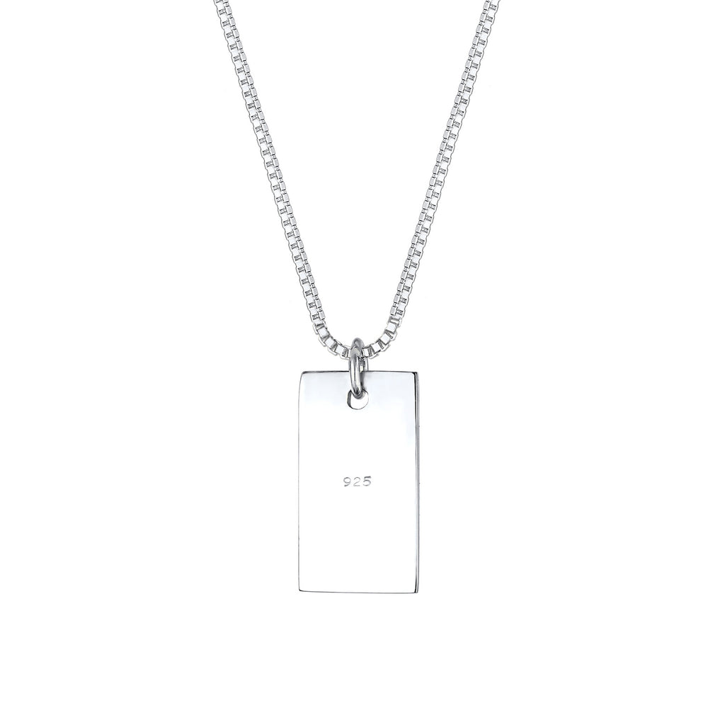 Silver Perhiasan Wanita Perak Asli - Silver Kalung  Rectangle Pedant Geo Look Basic Minimal