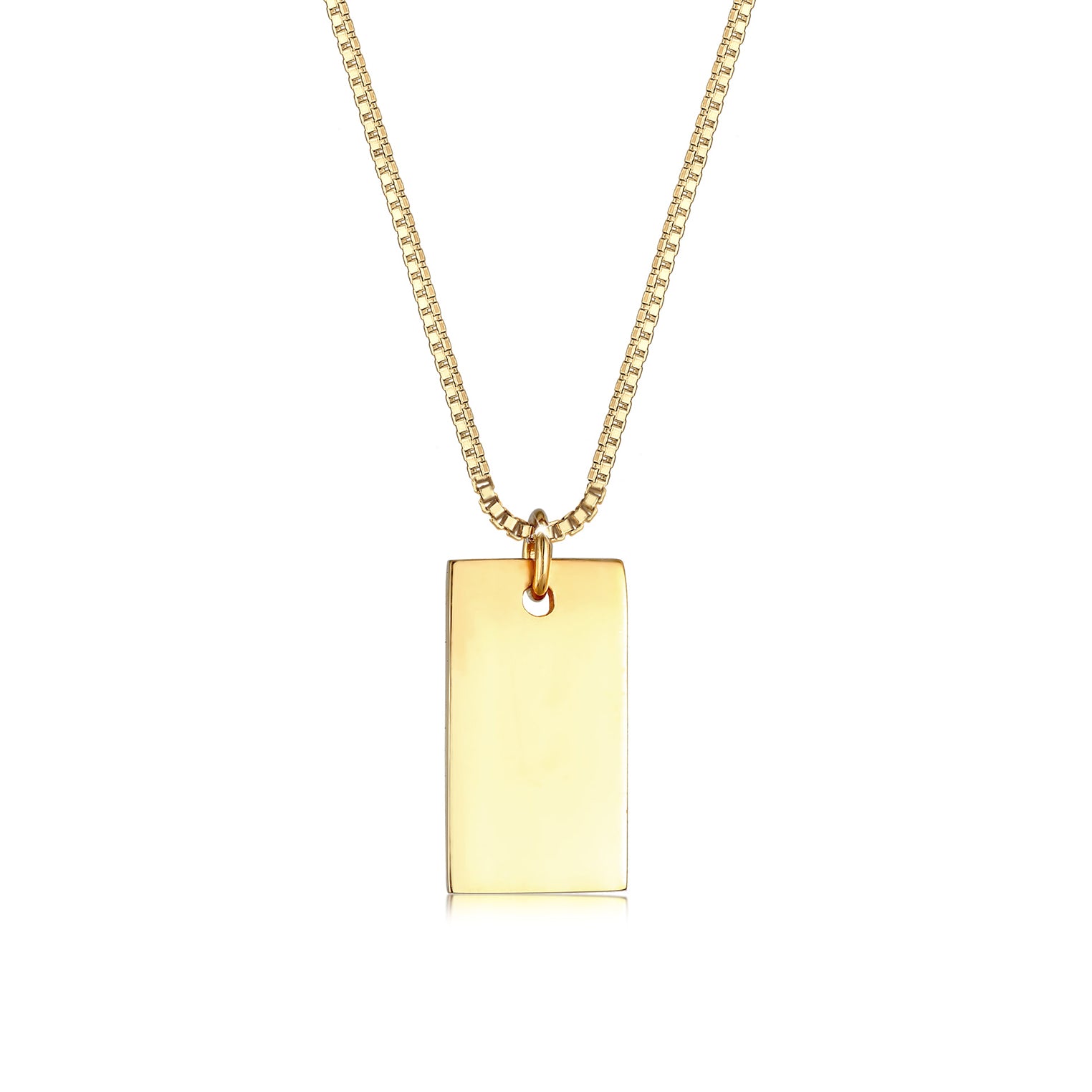 Gold Perhiasan Wanita Perak Asli - Silver Kalung  Rectangle Pedant Geo Look Basic Minimal Lapis Emas