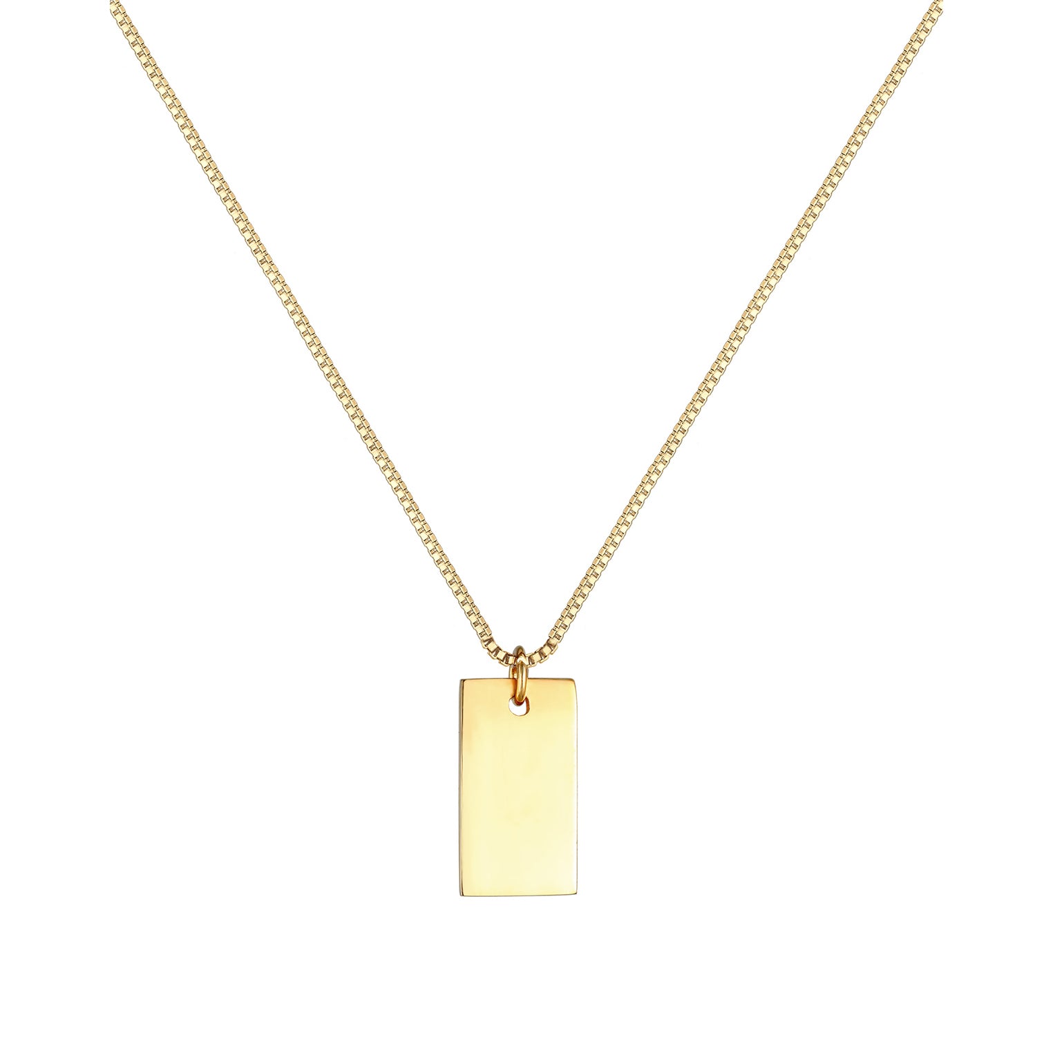 Gold Perhiasan Wanita Perak Asli - Silver Kalung  Rectangle Pedant Geo Look Basic Minimal Lapis Emas