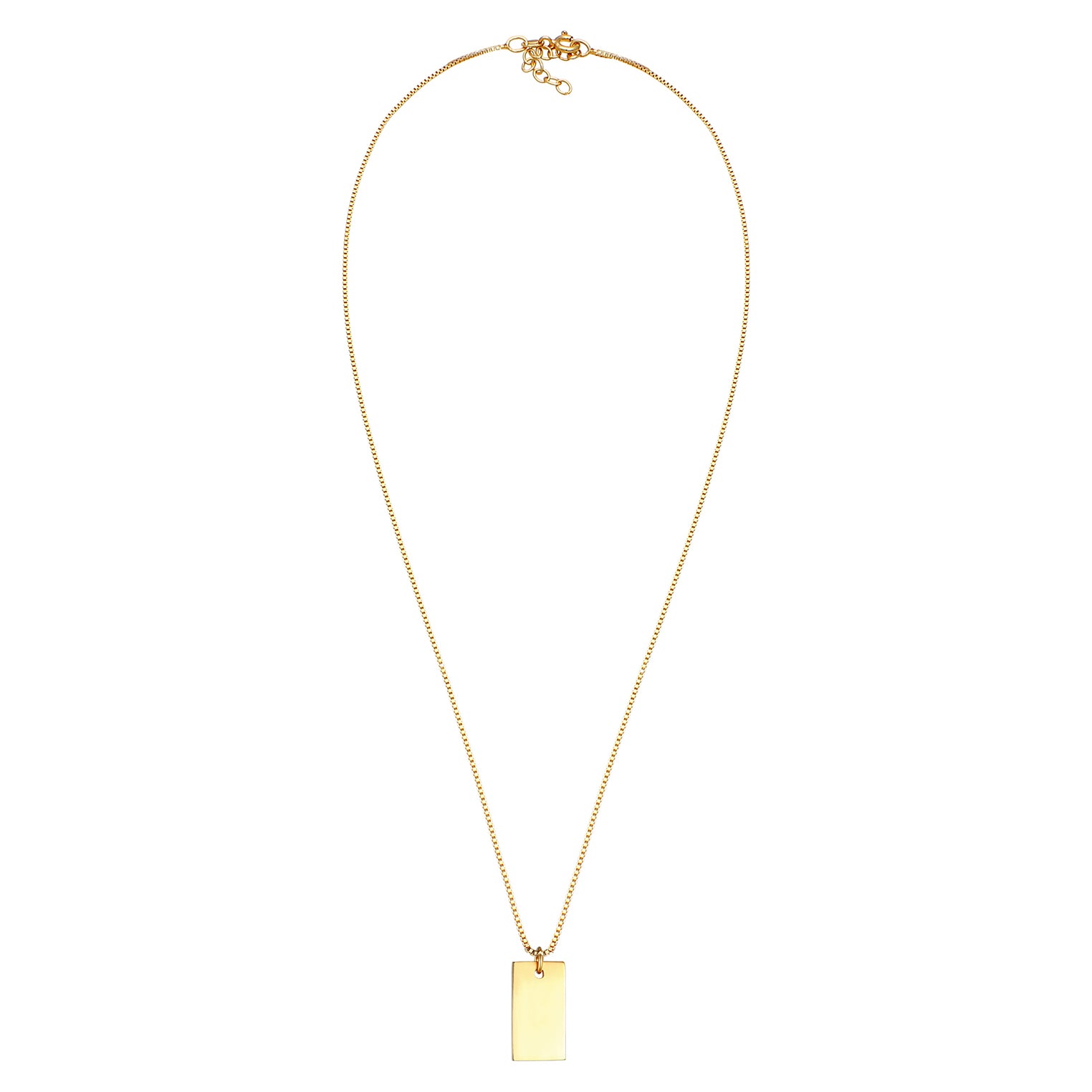 Gold Perhiasan Wanita Perak Asli - Silver Kalung  Rectangle Pedant Geo Look Basic Minimal Lapis Emas