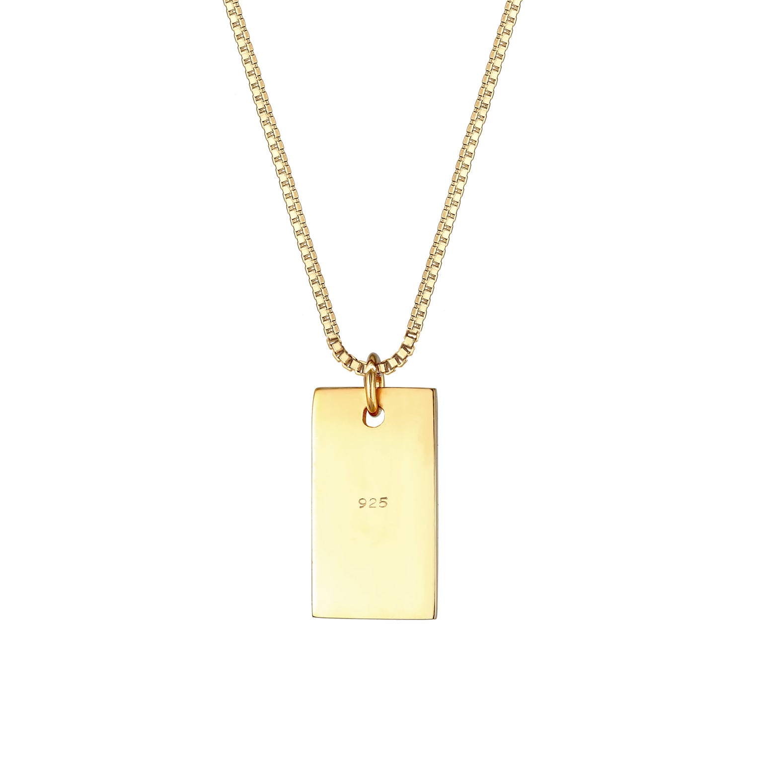 Gold Perhiasan Wanita Perak Asli - Silver Kalung  Rectangle Pedant Geo Look Basic Minimal Lapis Emas