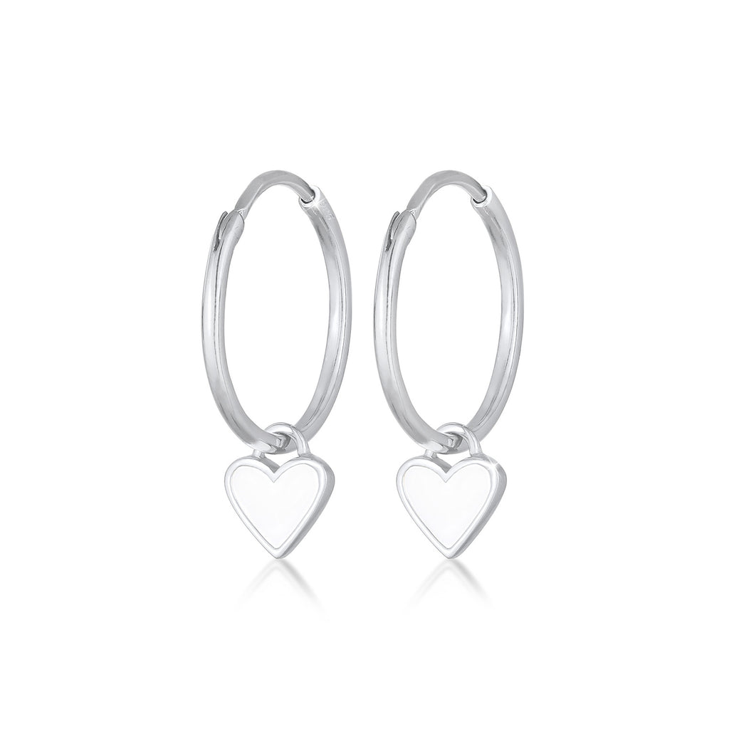 Silver Perhiasan Wanita Perak Asli - Silver Anting Creoles Heart Love Symbol