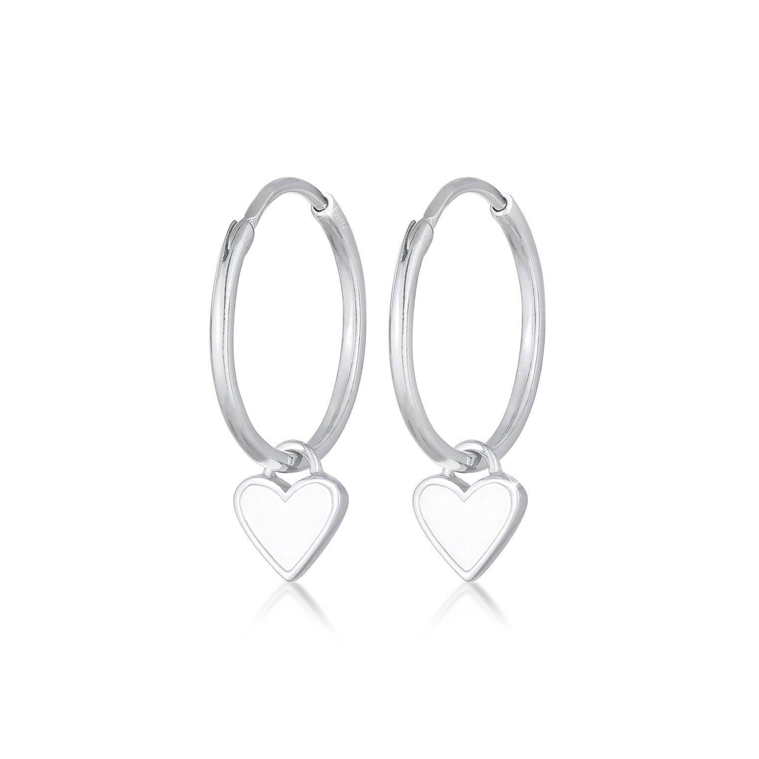 Silver Perhiasan Wanita Perak Asli - Silver Anting Creoles Heart Love Symbol