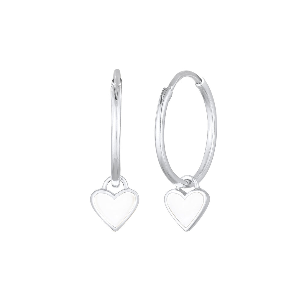 Silver Perhiasan Wanita Perak Asli - Silver Anting Creoles Heart Love Symbol