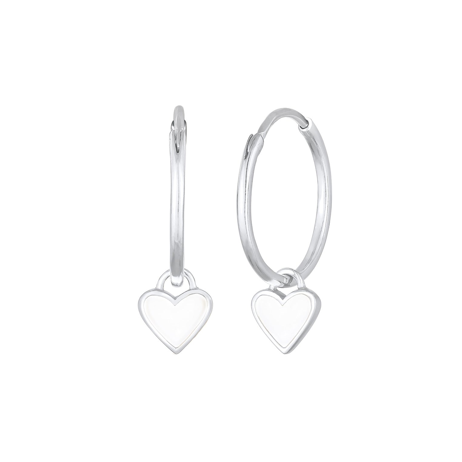 Silver Perhiasan Wanita Perak Asli - Silver Anting Creoles Heart Love Symbol