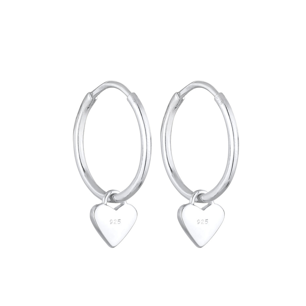 Silver Perhiasan Wanita Perak Asli - Silver Anting Creoles Heart Love Symbol