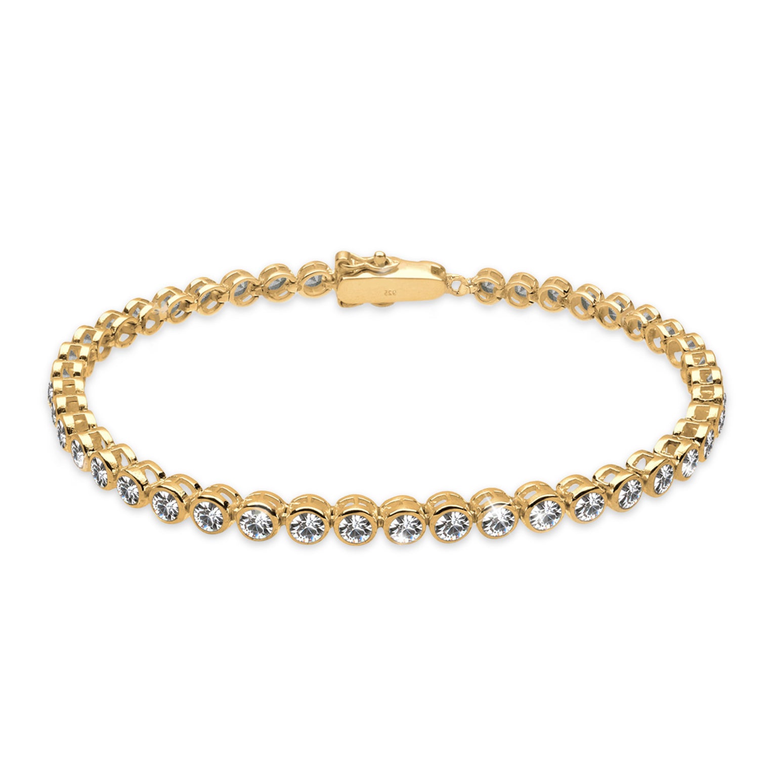 Gold Perhiasan Wanita Perak Asli - Silver Gelang Elegant Minimalist Crystals Gold Plated