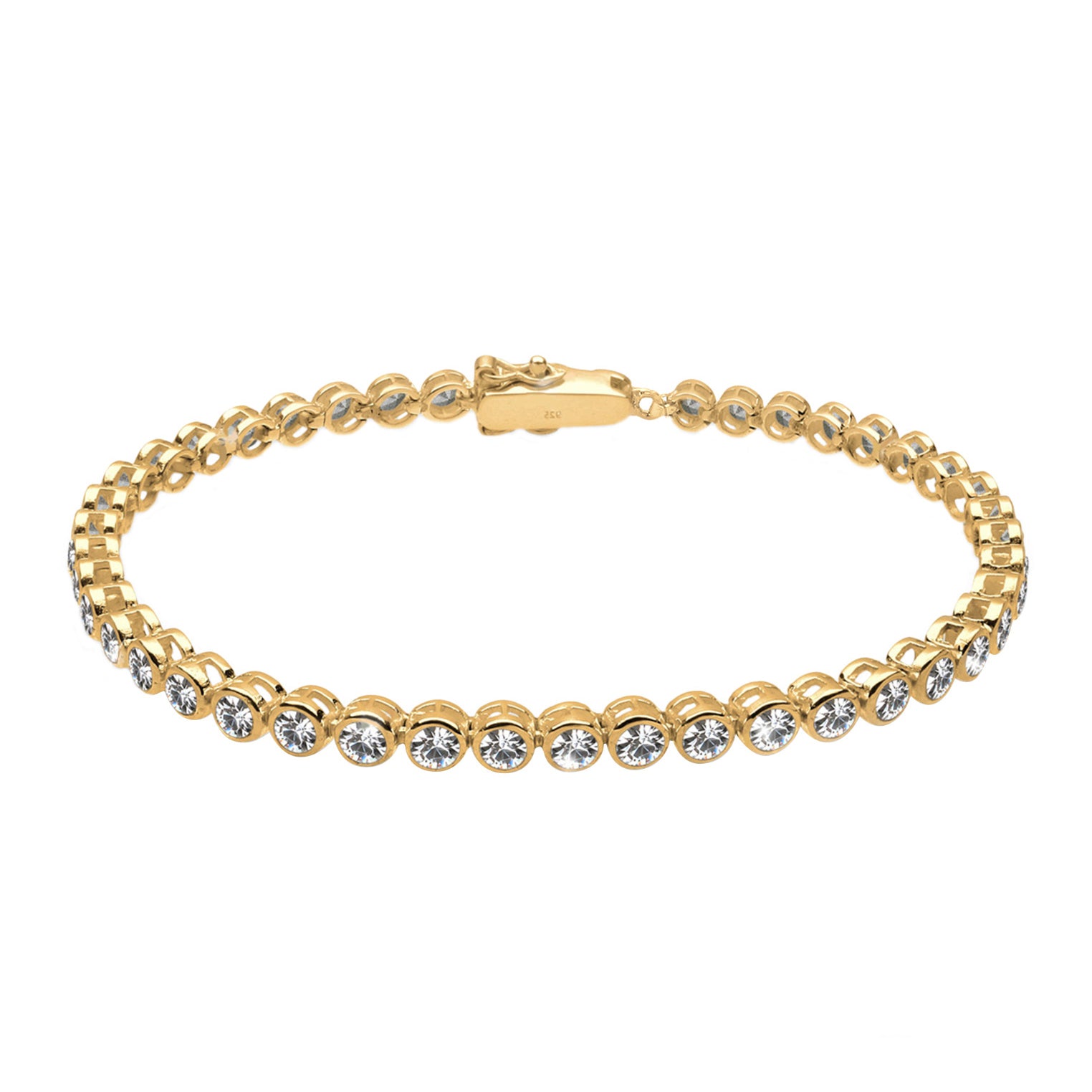 Gold Perhiasan Wanita Perak Asli - Silver Gelang Elegant Minimalist Crystals Gold Plated
