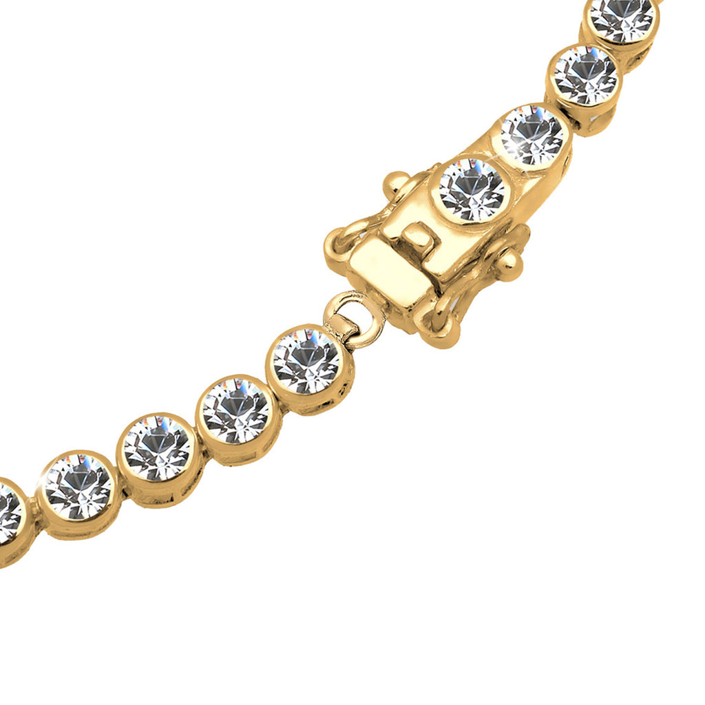 Gold Perhiasan Wanita Perak Asli - Silver Gelang Elegant Minimalist Crystals Gold Plated