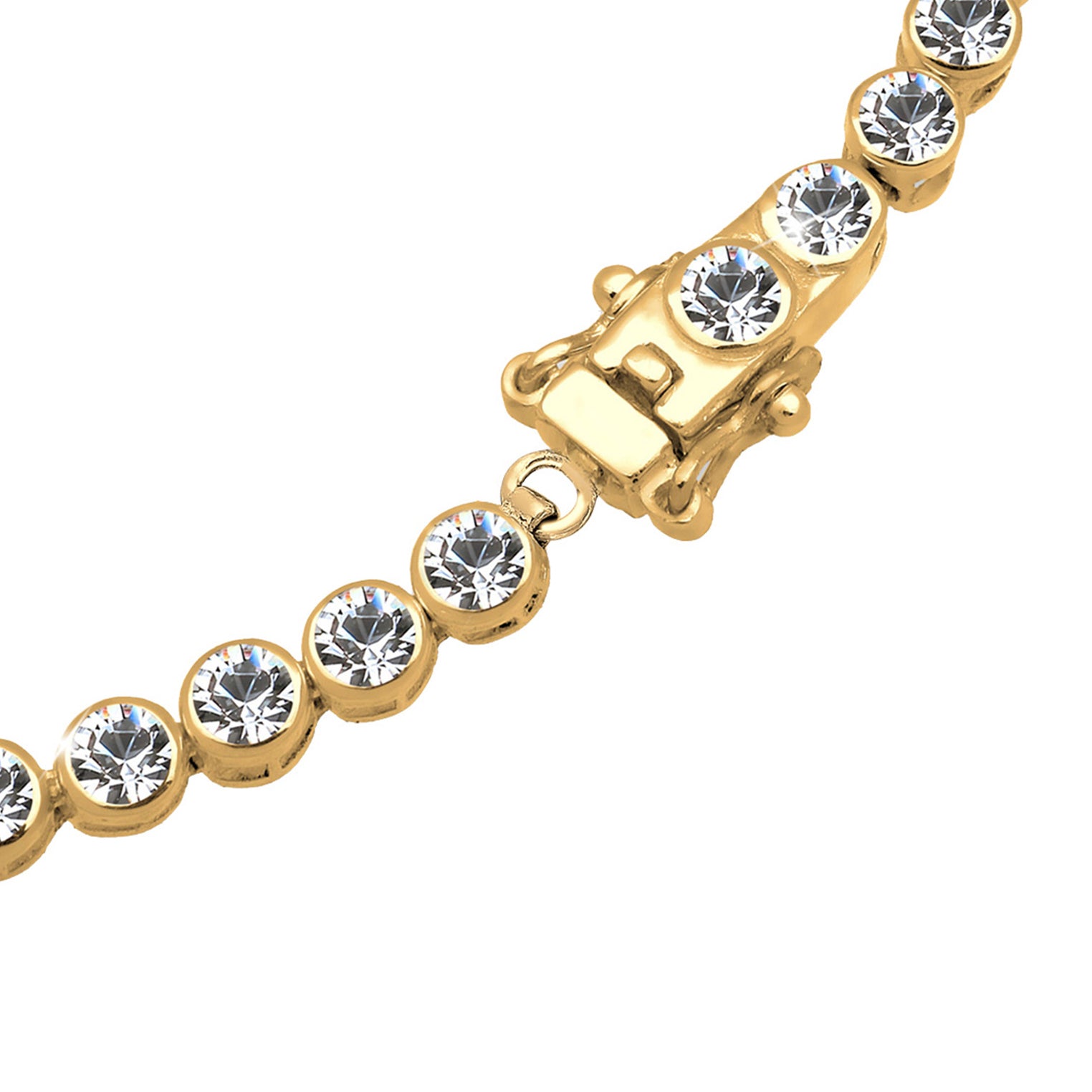 Gold Perhiasan Wanita Perak Asli - Silver Gelang Elegant Minimalist Crystals Gold Plated
