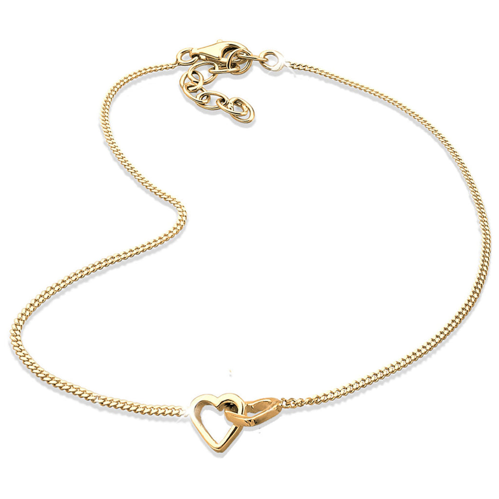 Gold Gelang Kaki Perhiasan Perak 925 Wanita Heart Minimalis Gold Plated