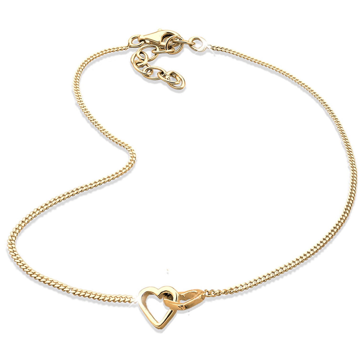 Gold Gelang Kaki Perhiasan Perak 925 Wanita Heart Minimalis Gold Plated