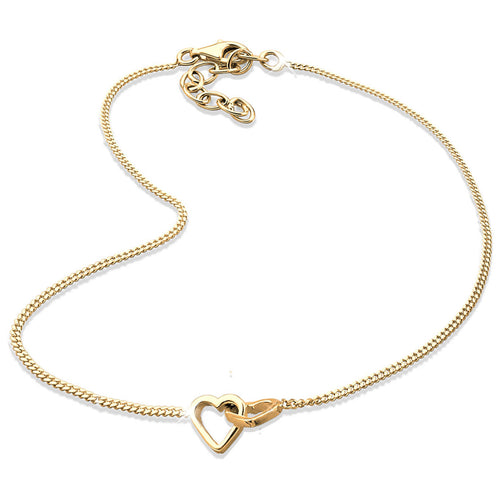 Gold Gelang Kaki Perhiasan Perak 925 Wanita Heart Minimalis Gold Plated