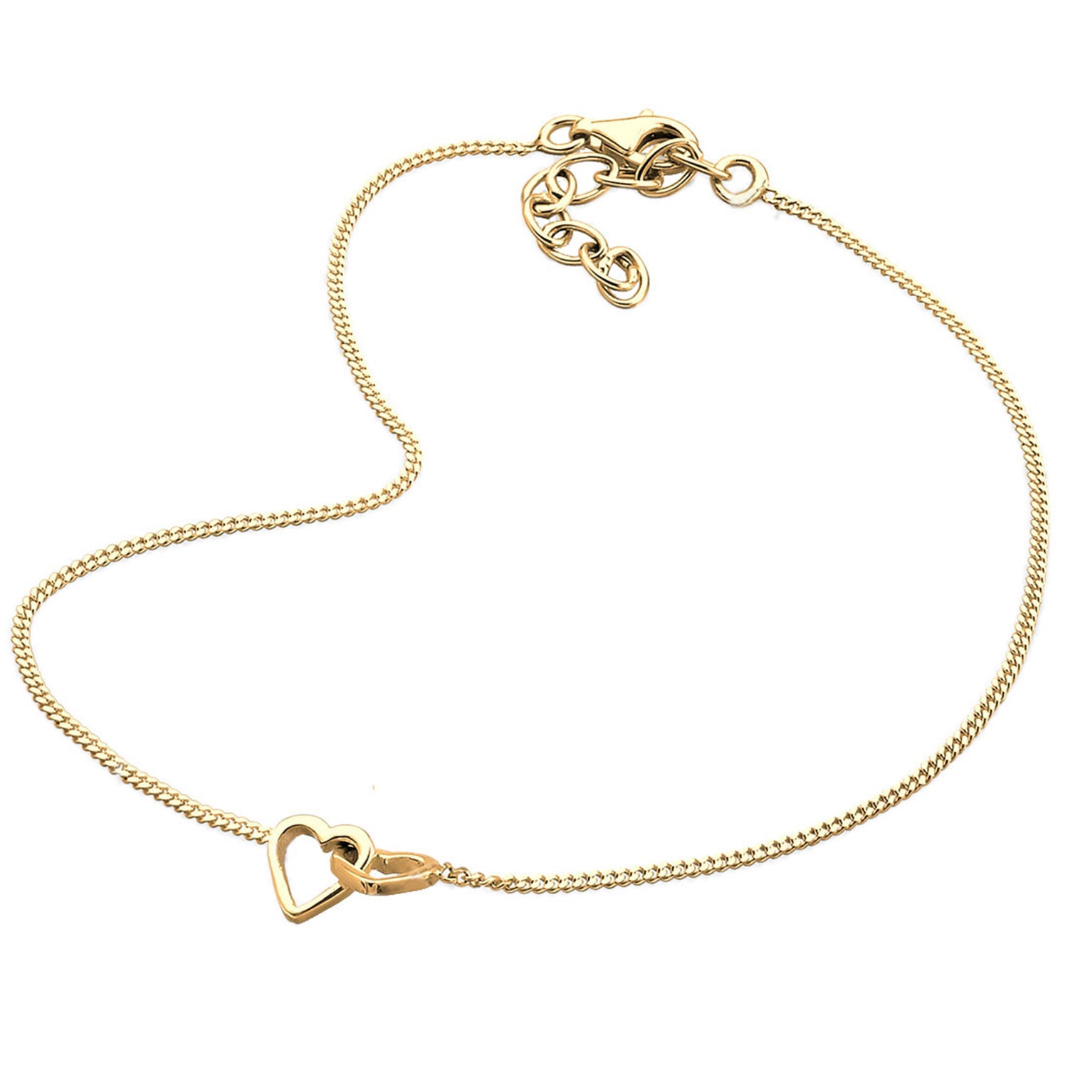 Gold Gelang Kaki Perhiasan Perak 925 Wanita Heart Minimalis Gold Plated