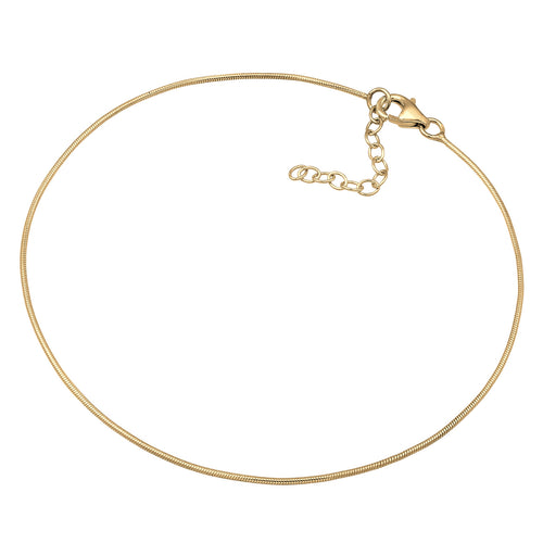 Gelang kaki perak 925 lapis emas dengan chain desain timeless elegan Elli Jewelry