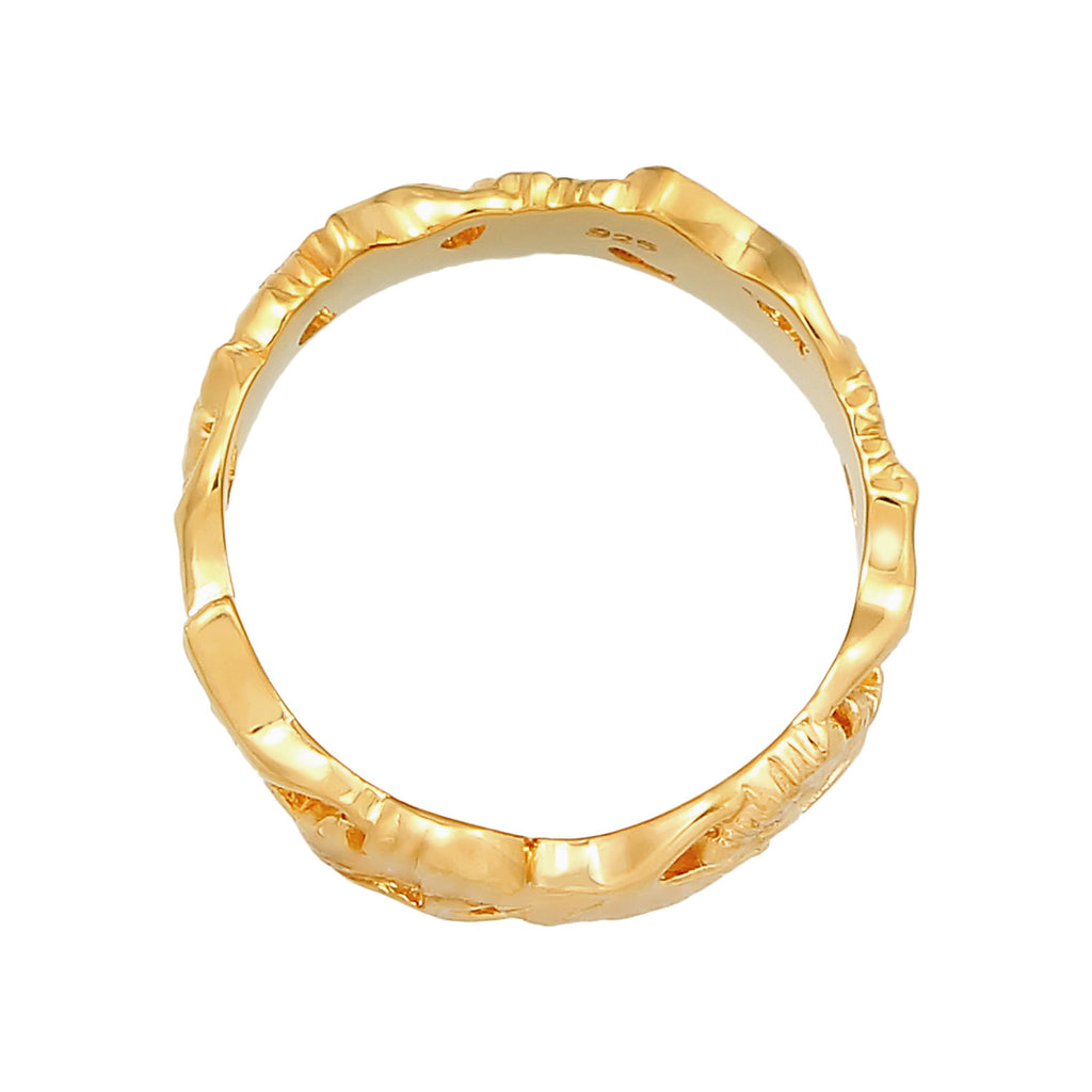 Gold Cincin Perhiasan Perak 925 Wanita Gingko Leaf Nature Gold Plated