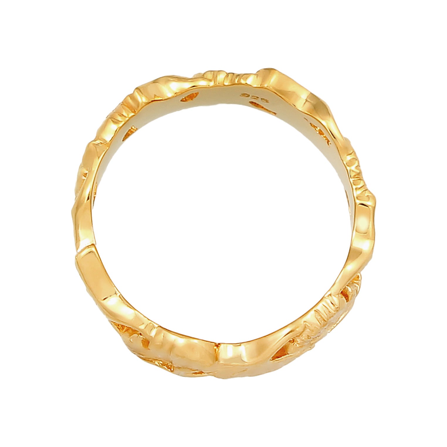 Gold Cincin Perhiasan Perak 925 Wanita Gingko Leaf Nature Gold Plated