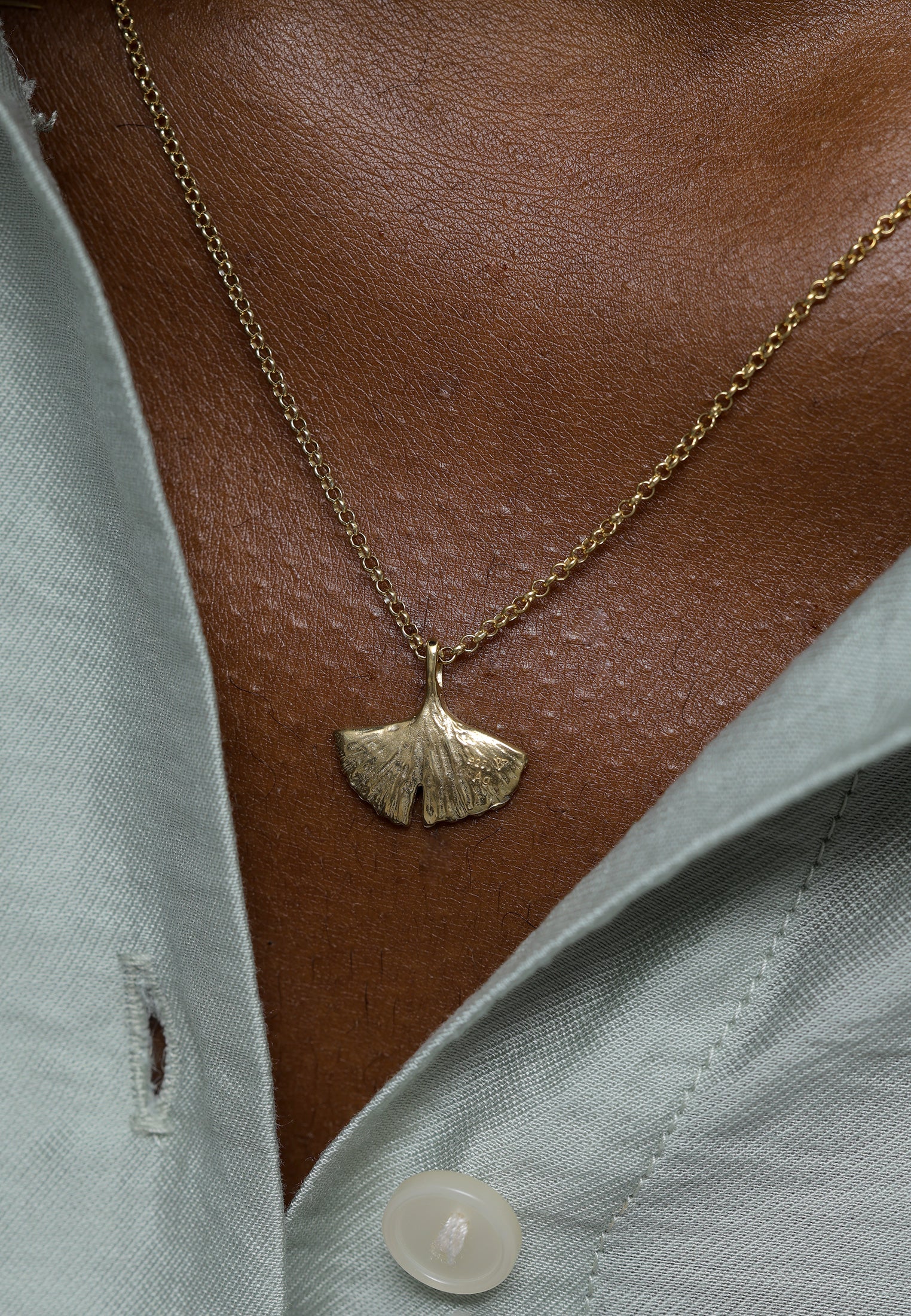 Gold Perhiasan Wanita Perak Asli - Silver Kalung  Gingko Leaf Tropical Nature Lapis Emas