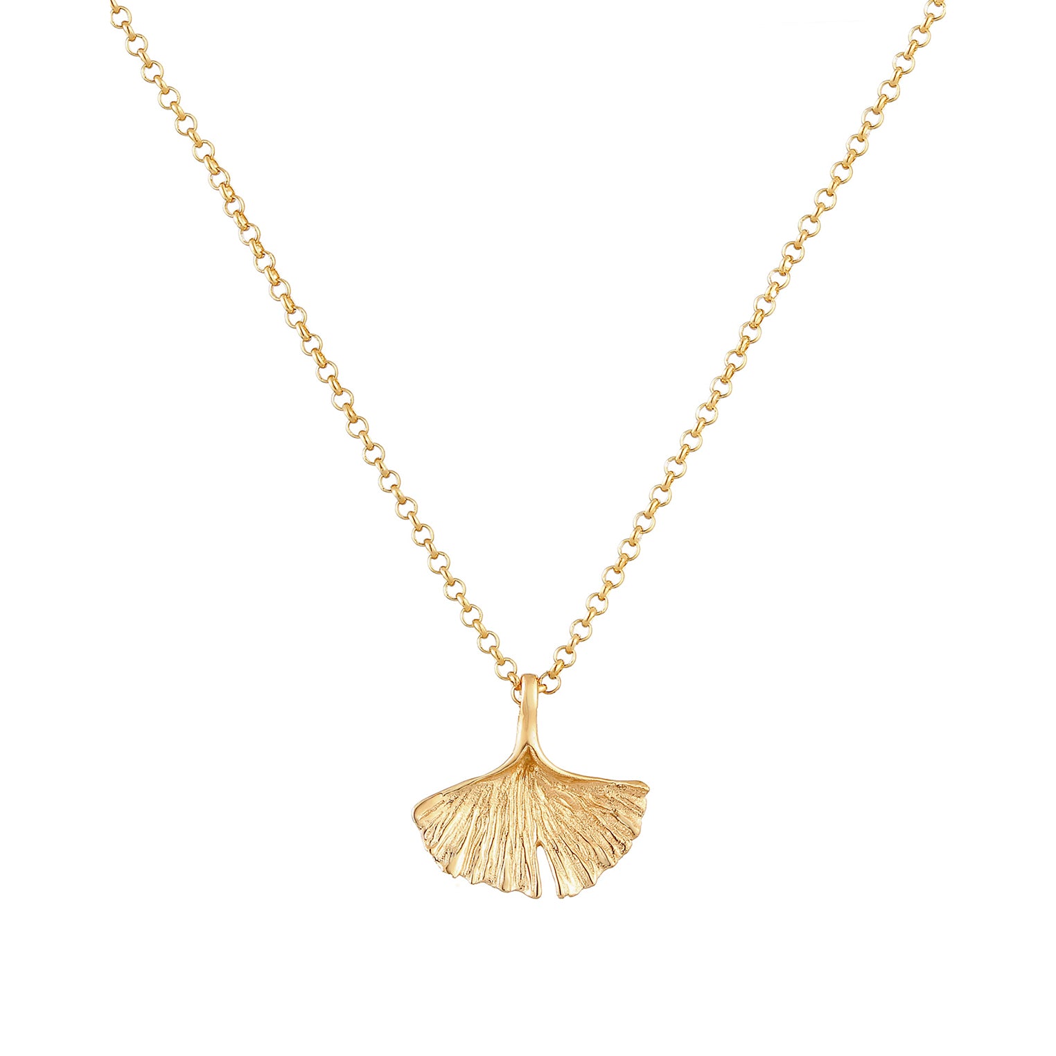 Gold Perhiasan Wanita Perak Asli - Silver Kalung  Gingko Leaf Tropical Nature Lapis Emas