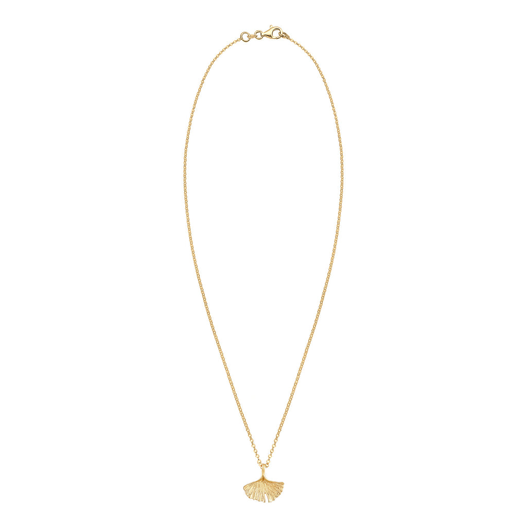 Gold Perhiasan Wanita Perak Asli - Silver Kalung  Gingko Leaf Tropical Nature Lapis Emas