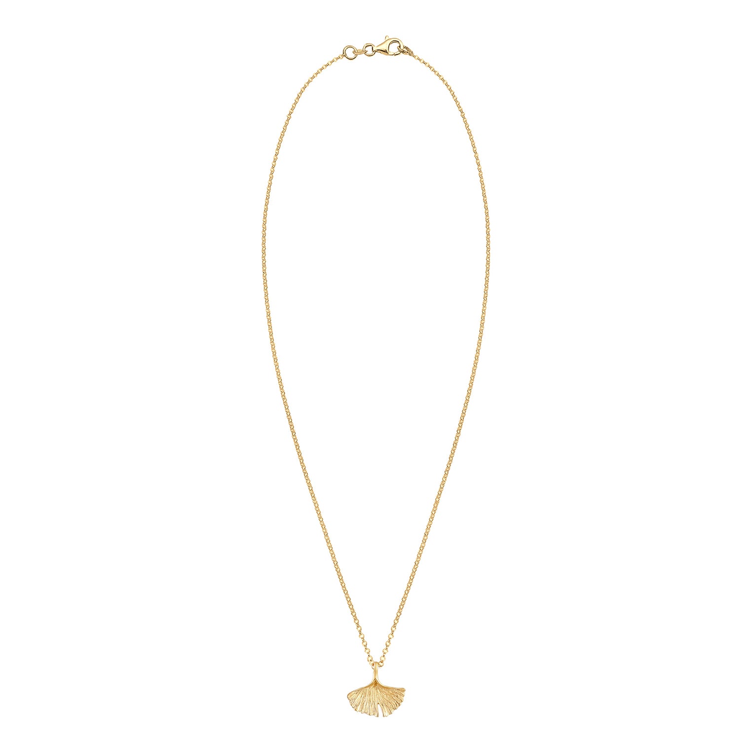 Gold Perhiasan Wanita Perak Asli - Silver Kalung  Gingko Leaf Tropical Nature Lapis Emas