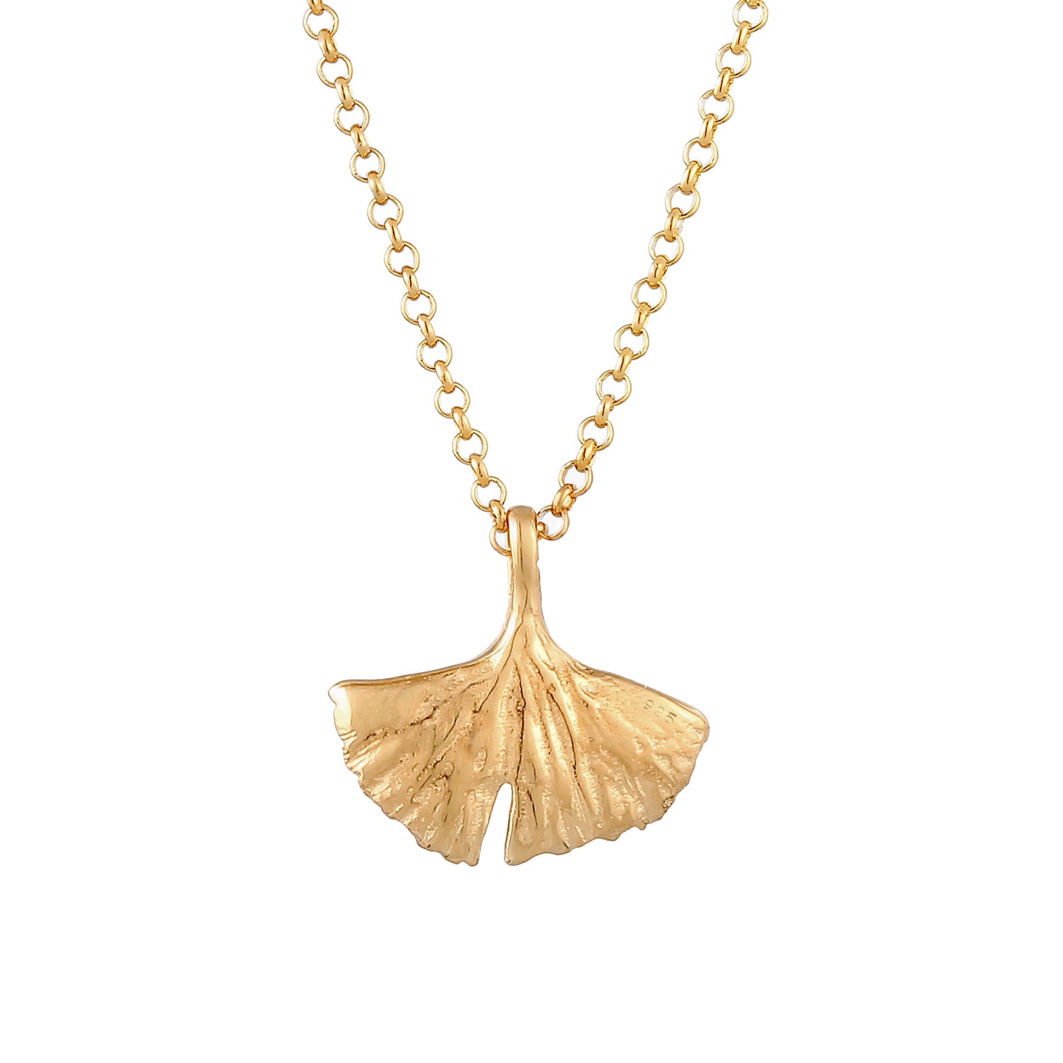 Gold Perhiasan Wanita Perak Asli - Silver Kalung  Gingko Leaf Tropical Nature Lapis Emas