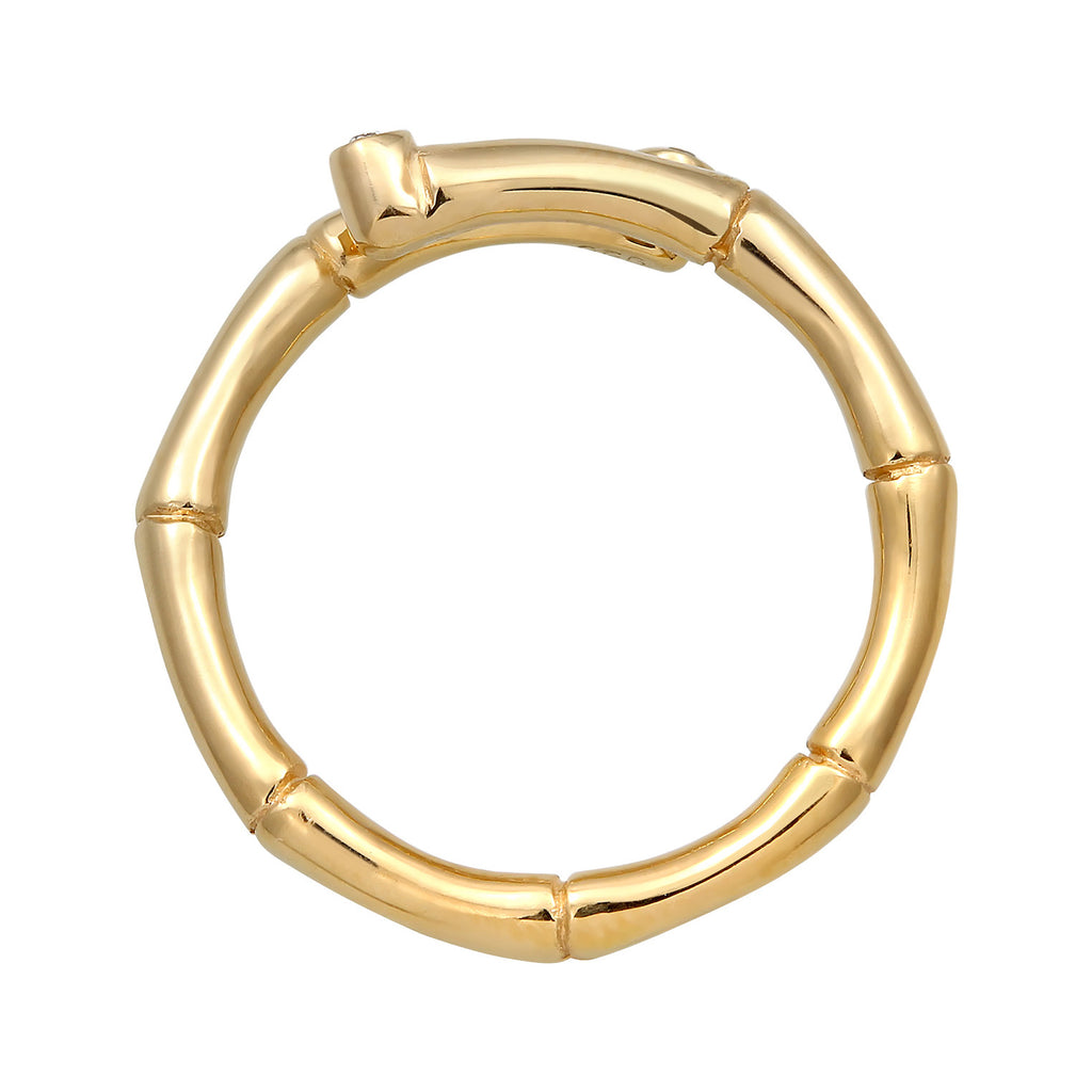 Gold Cincin Perhiasan Perak 925 Wanita Bamboo Wrap Tropical Gold Plated