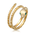 Cincin perak 925 dengan bentuk ular dan kristal hijau elegan Elli Jewelry