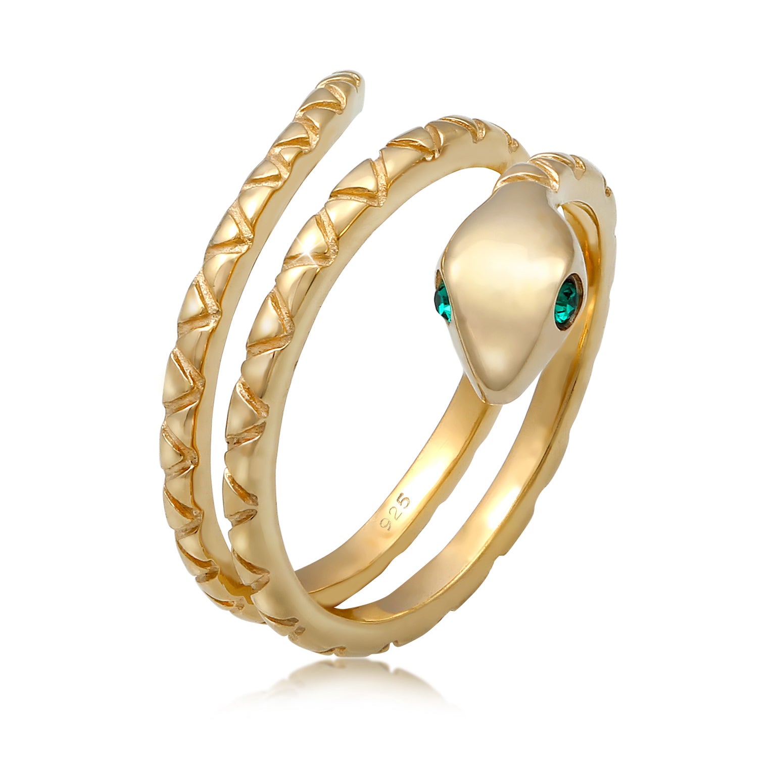 Gold Perhiasan Wanita Perak Asli - Silver Cincin Wrap Snake Gold Plated