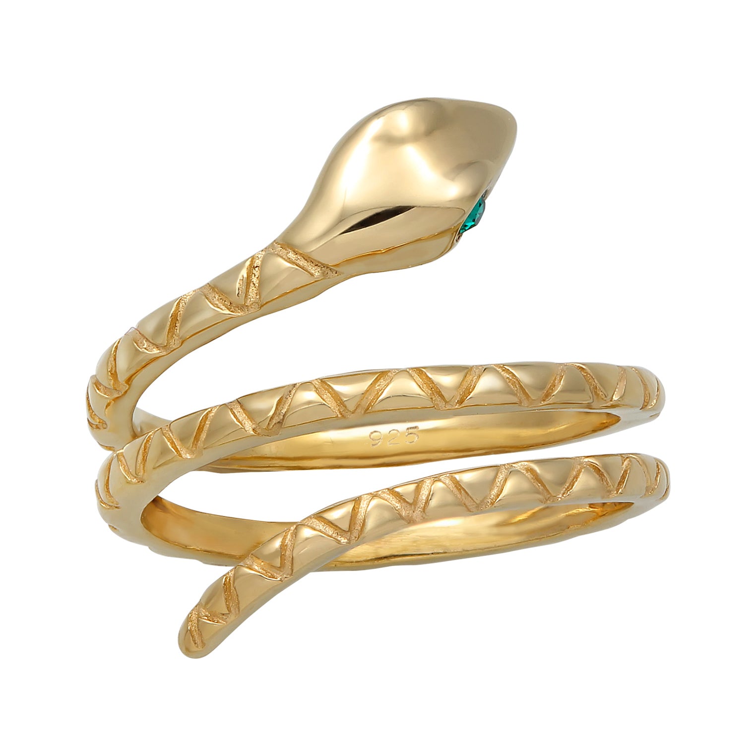 Gold Perhiasan Wanita Perak Asli - Silver Cincin Wrap Snake Gold Plated