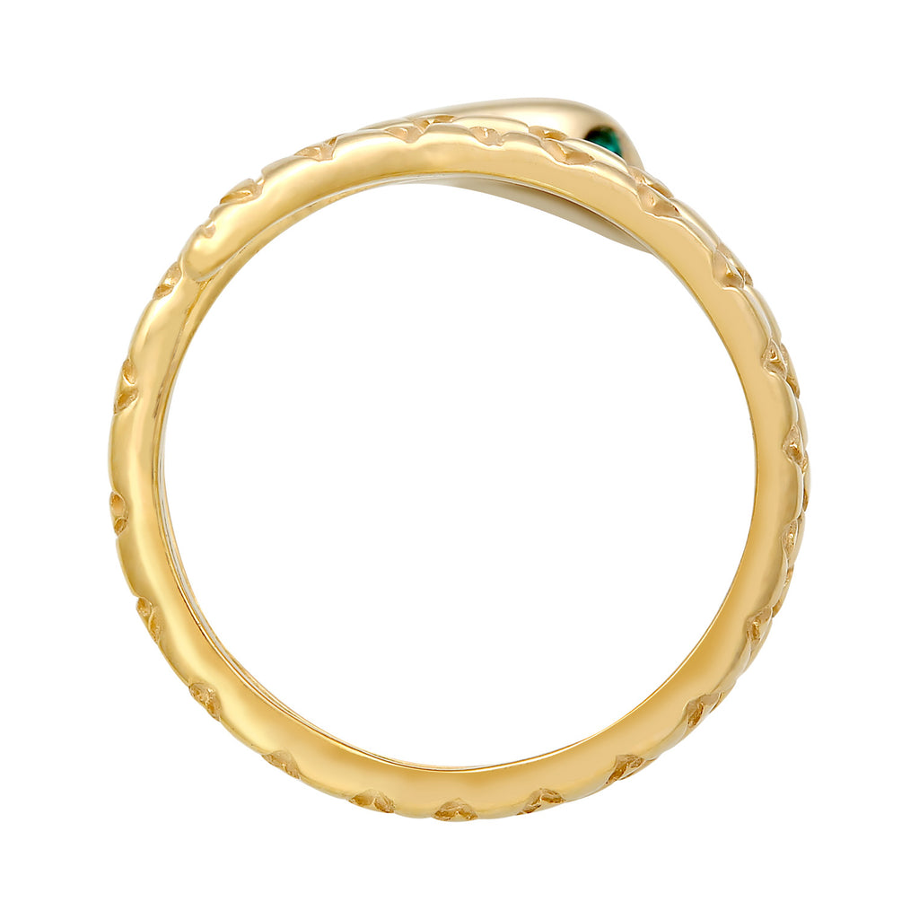 Gold Perhiasan Wanita Perak Asli - Silver Cincin Wrap Snake Gold Plated