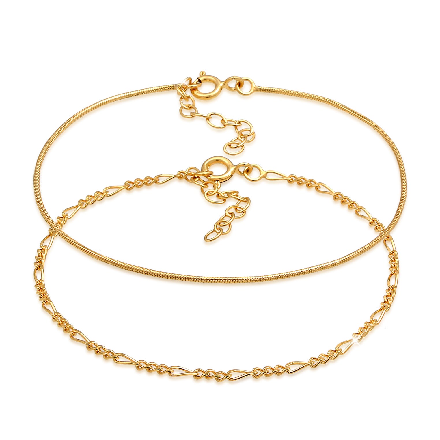 Gold Gelang Perhiasan Perak 925 Wanita Figaro Round Filigree Gold Plated