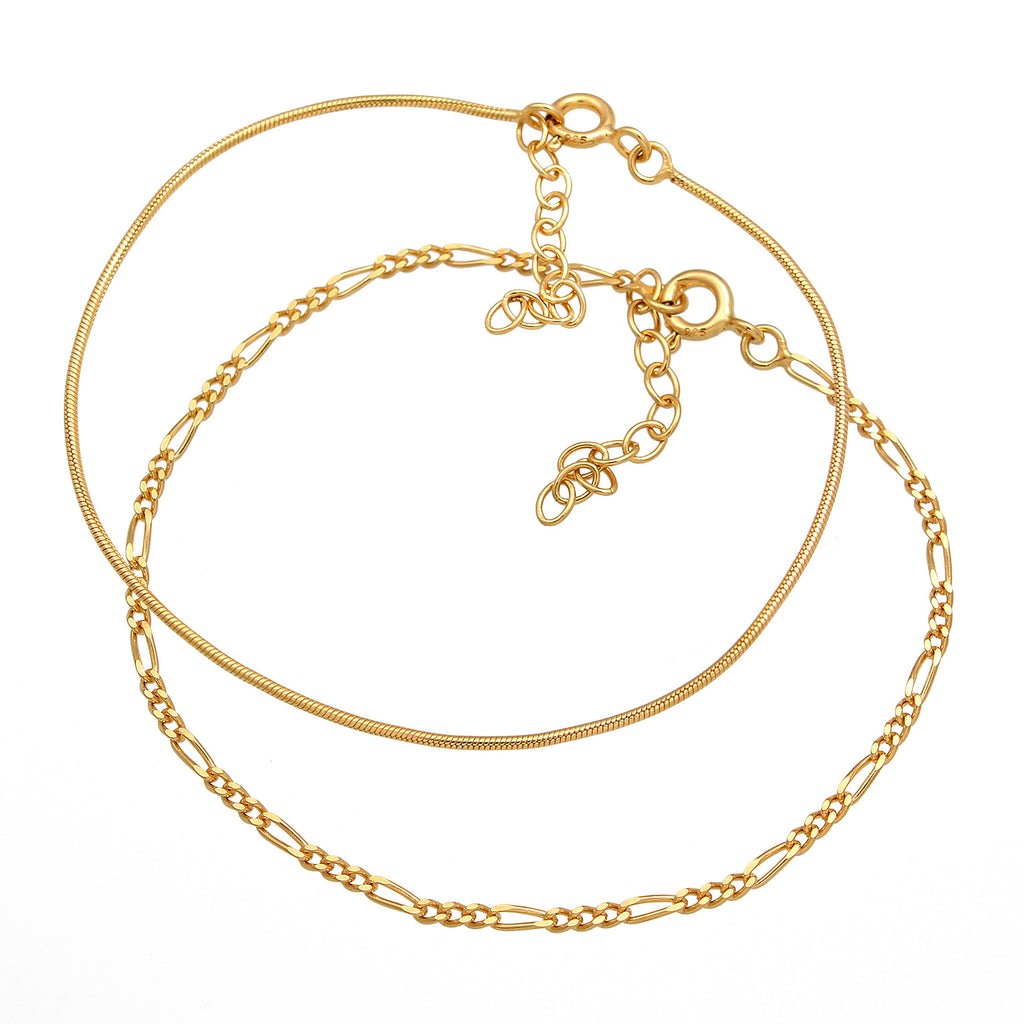 Gold Gelang Perhiasan Perak 925 Wanita Figaro Round Filigree Gold Plated