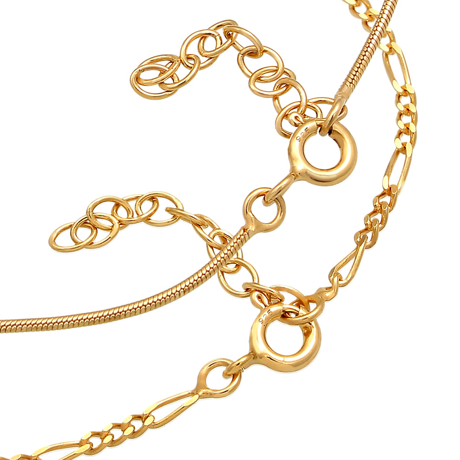 Gold Gelang Perhiasan Perak 925 Wanita Figaro Round Filigree Gold Plated