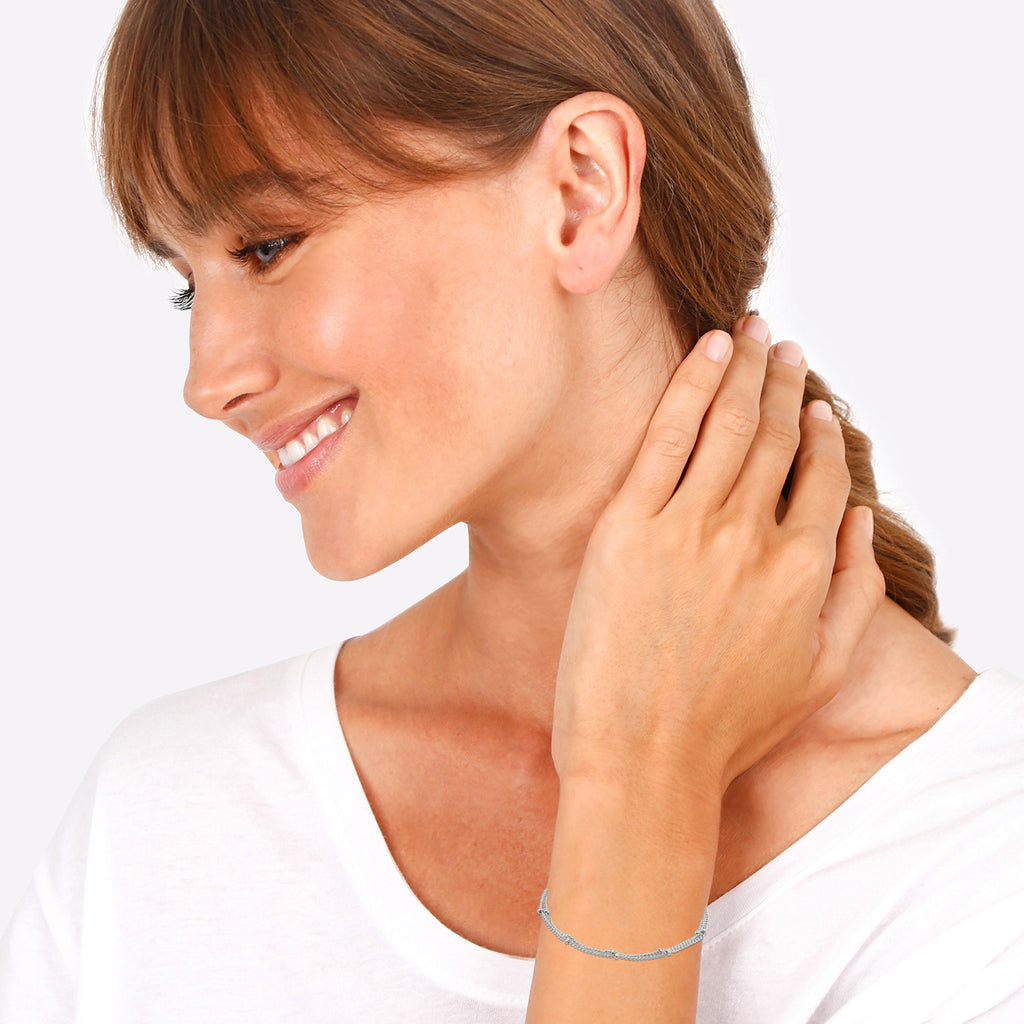 Silver Gelang Perhiasan Perak 925 Wanita Layer Ball Chain