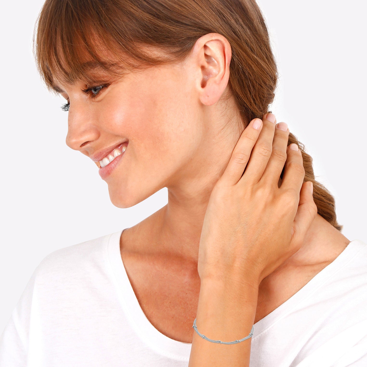 Silver Gelang Perhiasan Perak 925 Wanita Layer Ball Chain