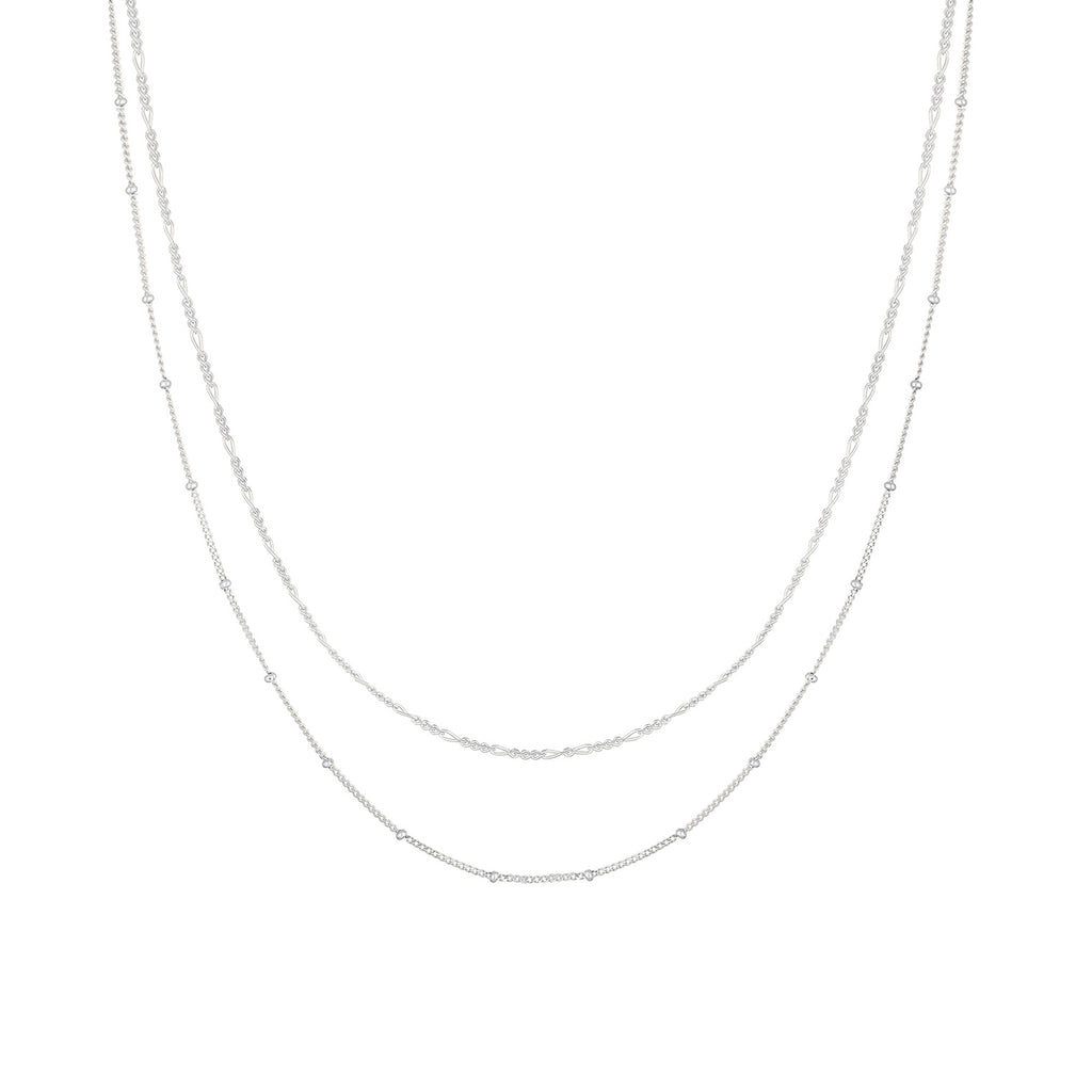 Silver Perhiasan Wanita Perak Asli - Silver Kalung   Basic Filigree Ball Chain Figaro Chain