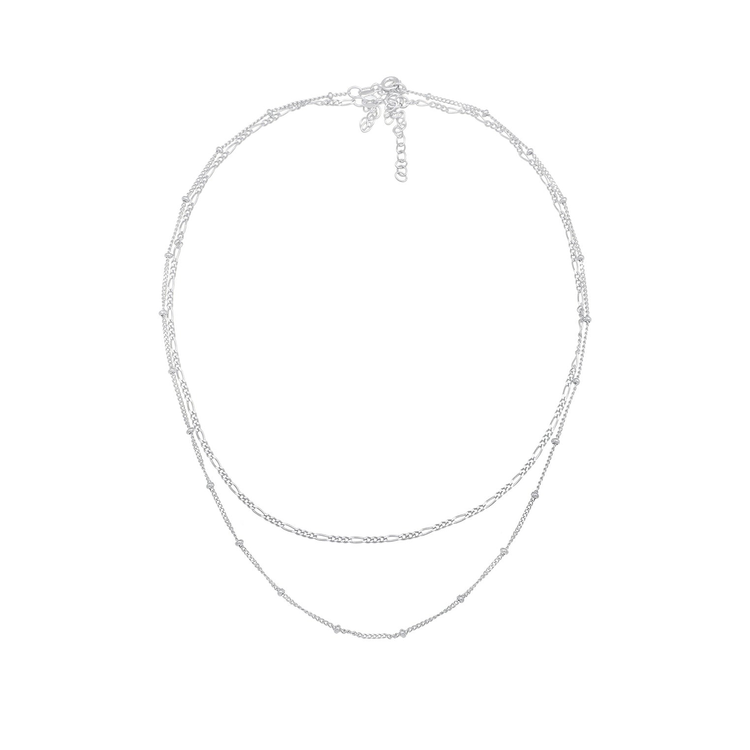 Silver Perhiasan Wanita Perak Asli - Silver Kalung   Basic Filigree Ball Chain Figaro Chain