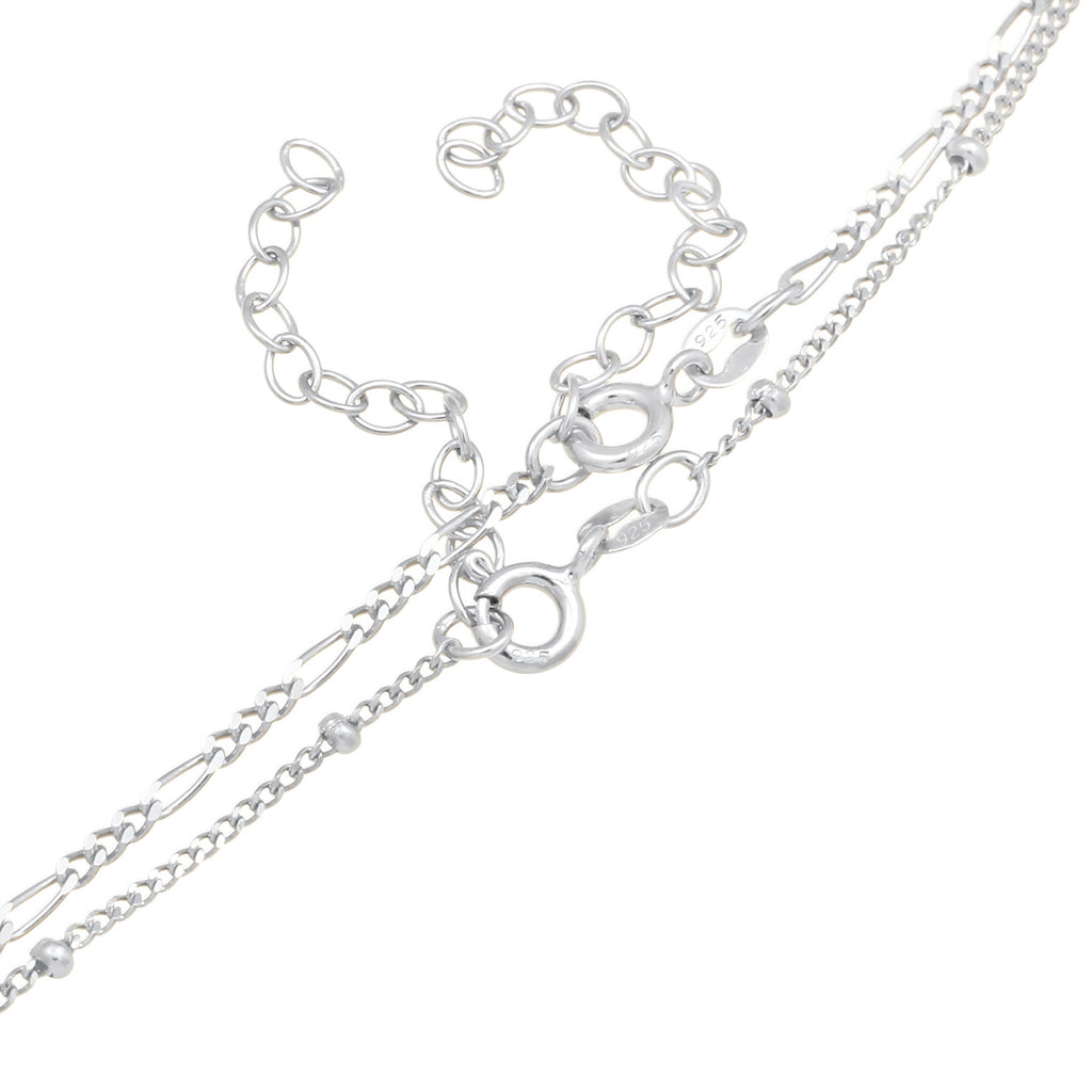 Silver Perhiasan Wanita Perak Asli - Silver Kalung   Basic Filigree Ball Chain Figaro Chain