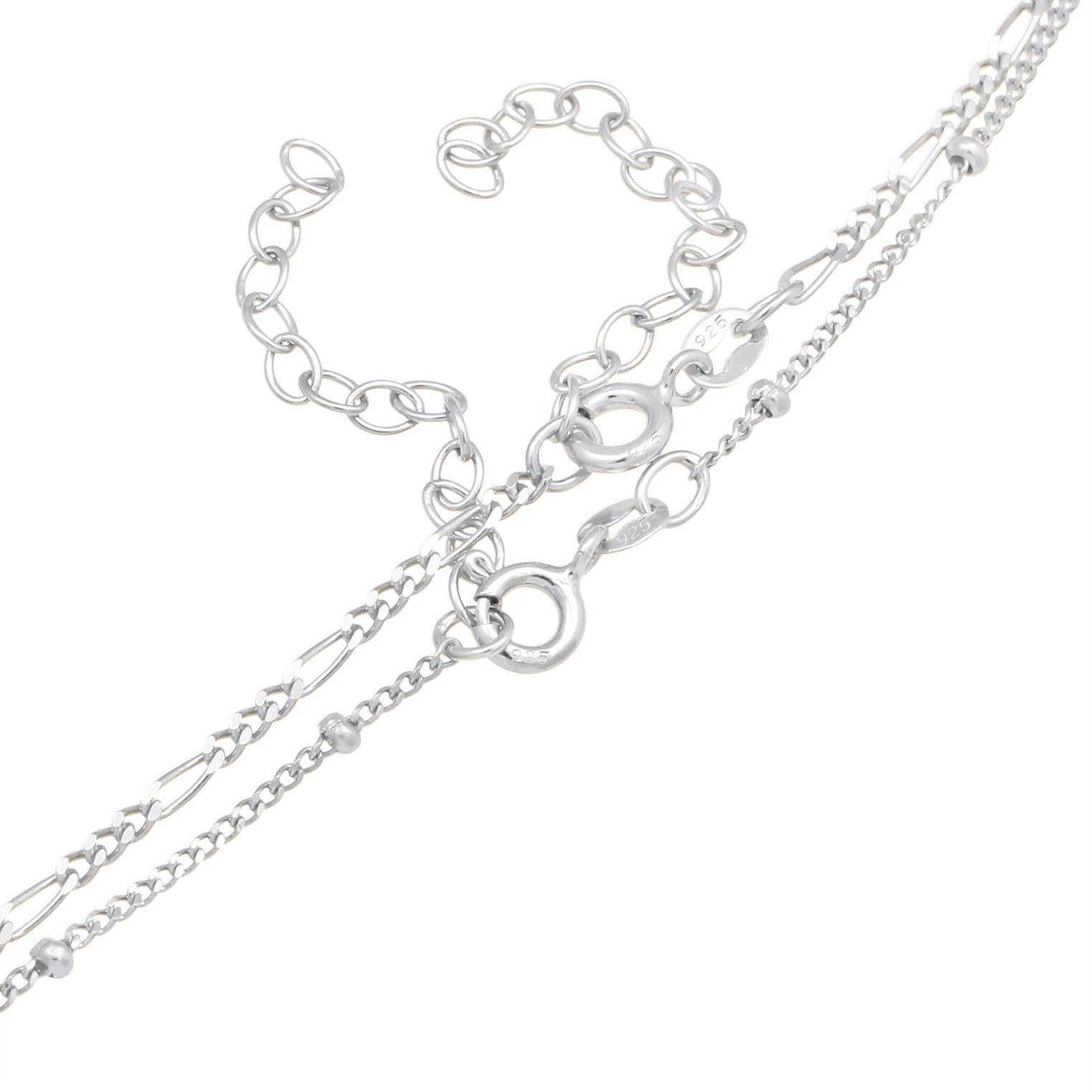Silver Perhiasan Wanita Perak Asli - Silver Kalung   Basic Filigree Ball Chain Figaro Chain