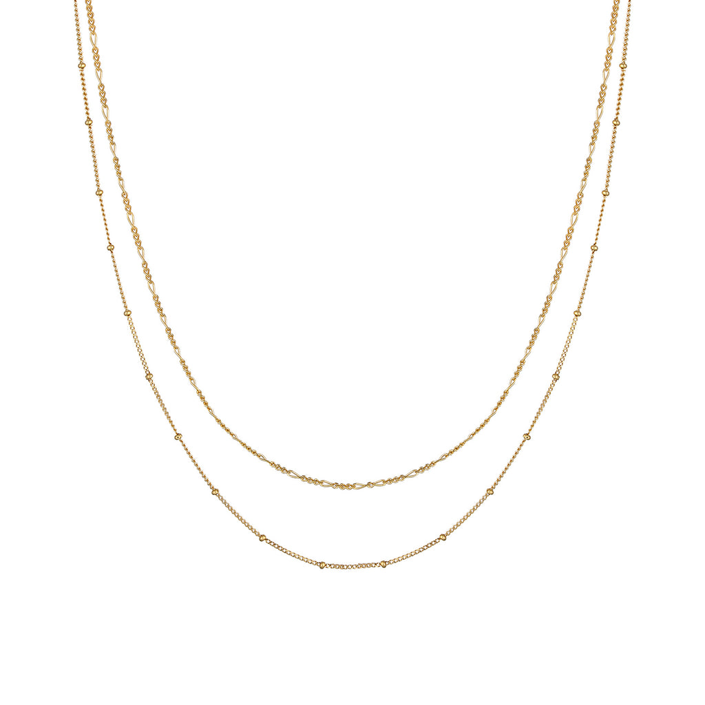 Gold Kalung Perhiasan Perak 925 Wanita Basic Filigree Ball Chain Figaro Chain Gold Plated