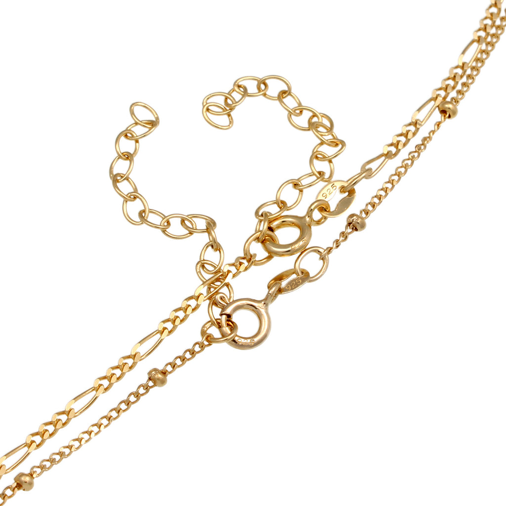 Gold Kalung Perhiasan Perak 925 Wanita Basic Filigree Ball Chain Figaro Chain Gold Plated