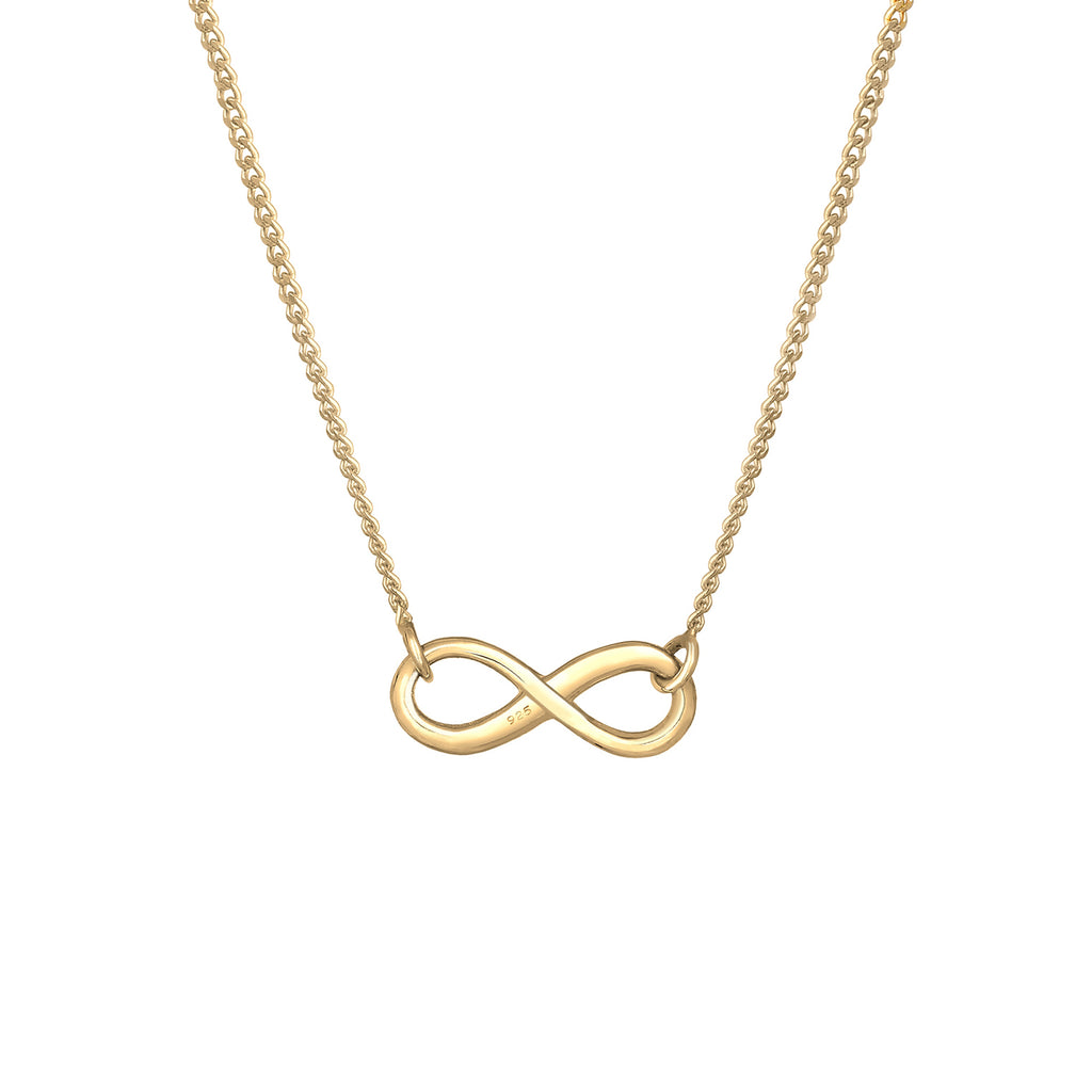 Gold Perhiasan Wanita Perak Asli - Silver Kalung   Infinity Symbol Gold Plateletd